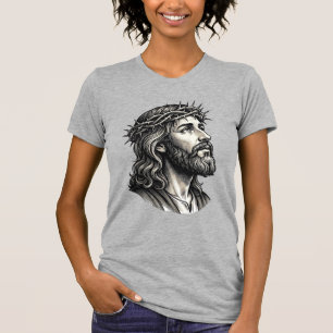 Antike Gravur Dornenkrone Porträt Design_ T-Shirt