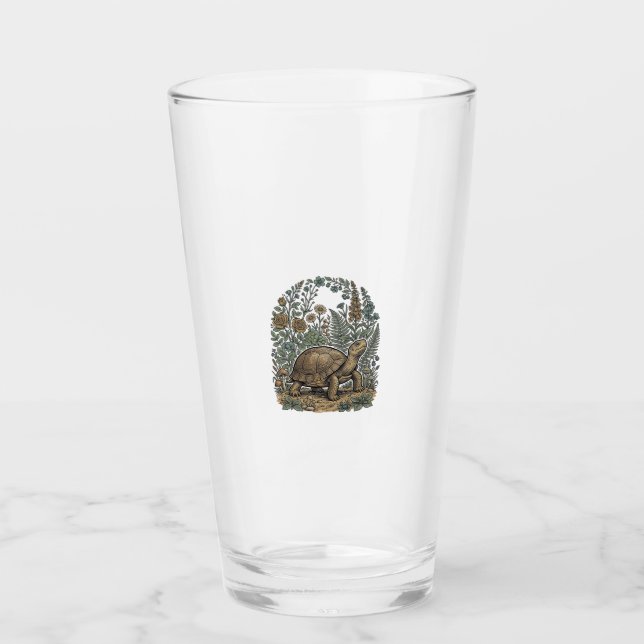 Antike Gravur Schildkröte Botanischer Garten Glas (Vorderseite)