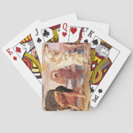 Antike griechische Mädchen fangen Kieselsteine auf Spielkarten