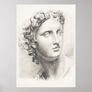 Antike griechische Skulptur Schwarz-Weiß-Portrait Poster