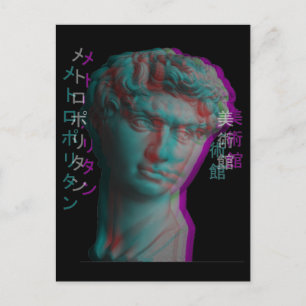 Antike griechische Skulptur Vaporwave Statue Head Postkarte