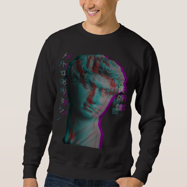 Antike griechische Skulptur Vaporwave Statue Head Sweatshirt (Vorderseite)