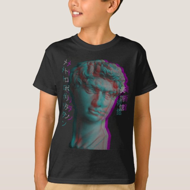 Antike griechische Skulptur Vaporwave Statue Head T-Shirt (Vorderseite)