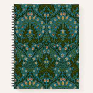 Antike Grün Blau William Morris Herbstblumen Notizbuch