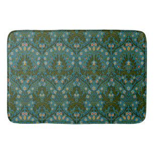 Antike Grün Blaue William Morris Herbstblumen Badematte