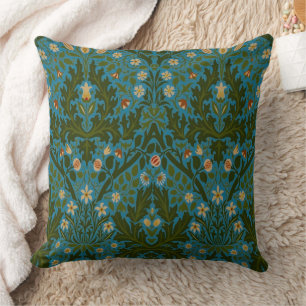 Antike Grün Blaue William Morris Herbstblumen Kissen