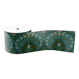 Antike Grün Blaue William Morris Herbstblumen Ripsband