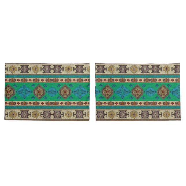 Antike grüne türkische Kilim Teppich Rug Kissenbezug (Rückseite-Set)
