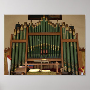 Antike grüne und goldene Pfeifenorgel 🎹 Poster