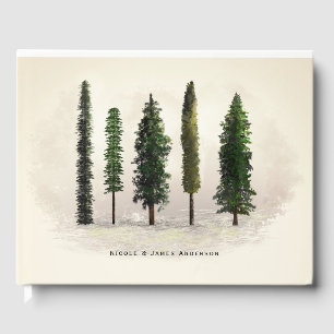 Antike grüne Wald Bäume rustikale holzige Hochzeit Gästebuch
