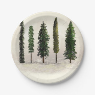 Antike grüne Wald Bäume Rustikale Waldhochzeit Pappteller