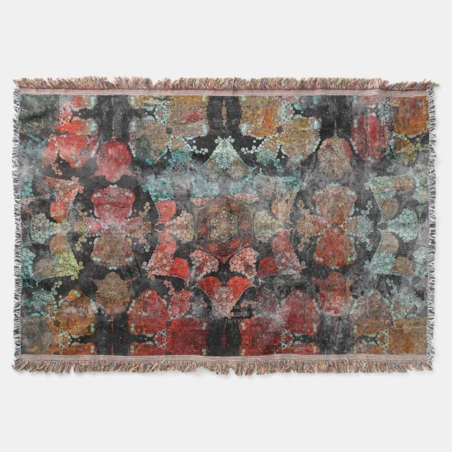 Antike Grunge Vintag Alte handgefertigte Wollteppi Decke (Vorderseite)