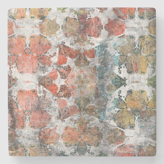 Antike Grunge Vintag Alte handgefertigte Wollteppi Steinuntersetzer (Vorderseite)