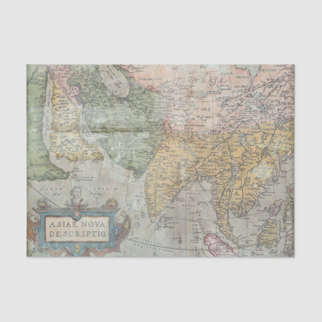 Antike Grunge Vintage Karte Seidenpapier (Vorderseite)