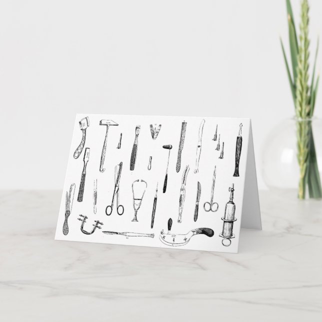 antike Grußkarte der medizinischen Instrumente Karte (Vorderseite)