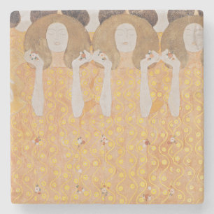 Antike Gustav Klimt Gold Art Nouveau Blumenkunst Steinuntersetzer