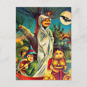 Antike Halloween-Kinder-Kürbis-Fledermaus-Postkart Postkarte