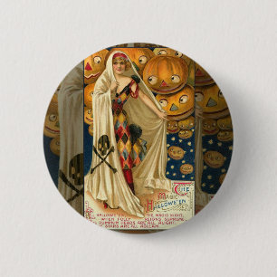 Antike Halloween-Kürbislaterne Button