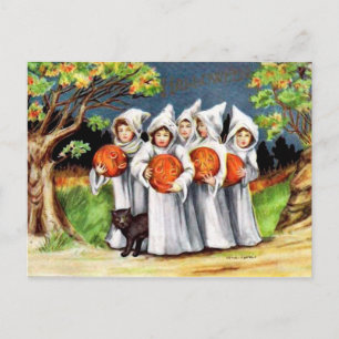 Antike Halloween-Postkarte mit schwarzer Katze und Feiertagspostkarte