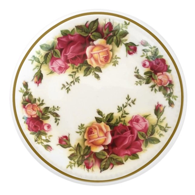 Antike handgemalte Limoges-China-Keramik-Griffe Keramikknauf (Vorderseite)