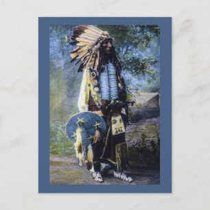Antike handkolorierte Lakota-Sioux-Zauberlaterne Postkarte