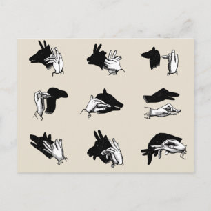 Antike Handpuppen-Schatten-Spiele Postkarte