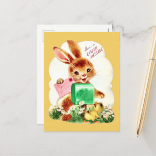 antike Happy Easter Nachricht Hase Feiertagspostkarte