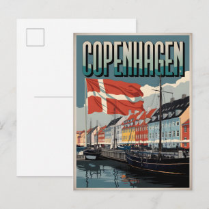 Antike Häuser in Kopenhagen Dänemark farbenfrohe H Postkarte
