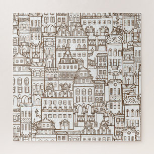 Antike Häuser: Nahtloses architektonisches Muster. Puzzle