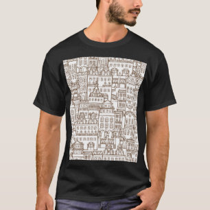 Antike Häuser: Nahtloses architektonisches Muster. T-Shirt