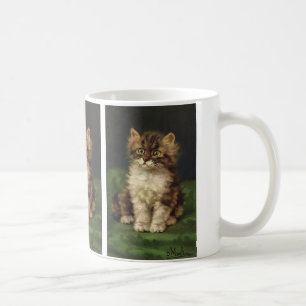 Antike Haustiere, süße gestreifte getigerte Katzen Kaffeetasse