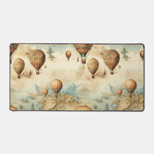 Antike Heißluftballon-Sepia-Kartenlandschaft Schreibtischunterlage