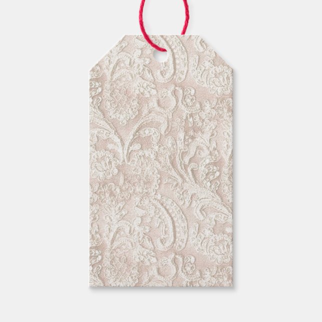 Antike hellrosa Spitze Geschenkanhänger (Vorderseite)