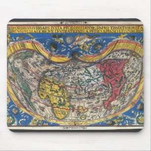 Antike herzförmige Weltkarte von Peter Apian 1520 Mousepad