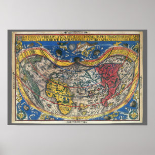 Antike herzförmige Weltkarte von Peter Apian 1520 Poster