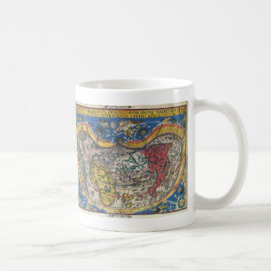 Antike herzförmige Weltkarte von Peter Apian 1520 Tasse
