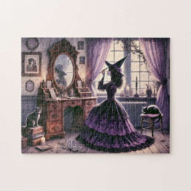 Antike Hexe an der Vanity Gothic Academia Puzzle (Horizontal)