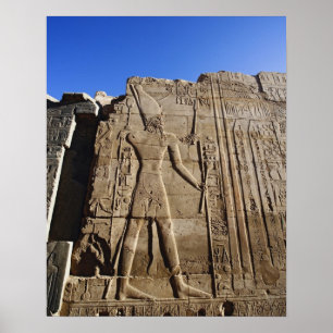 antike Hieroglyphen an der Wand, Tempel von Karnak Poster
