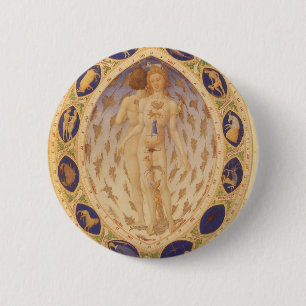 Antike Himmelskarte, Vintage Astrologie Button
