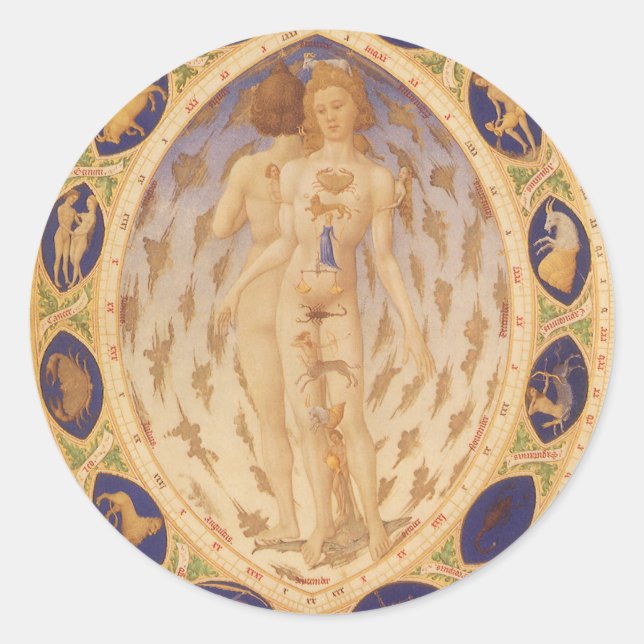 Antike Himmelskarte, Vintage Astrologie Runder Aufkleber (Vorderseite)