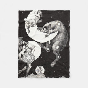 Antike himmlische Mondgöttin & Ursa Major Bär Fleecedecke