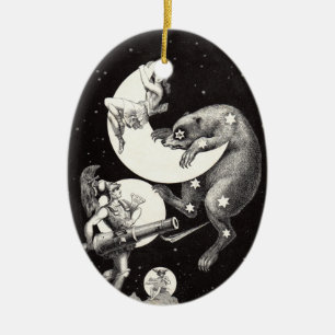 Antike himmlische Mondgöttin & Ursa Major Bär Keramikornament