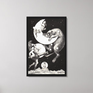 Antike himmlische Mondgöttin & Ursa Major Bär Leinwanddruck