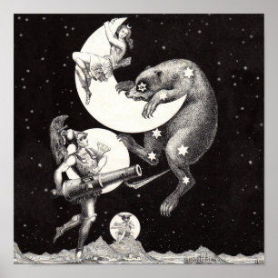 Antike himmlische Mondgöttin & Ursa Major Bär Poster