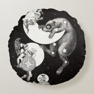Antike himmlische Mondgöttin & Ursa Major Bär Rundes Kissen