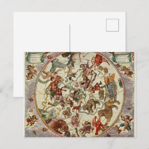 Antike himmlische Nordsternkarte 1660 Postkarte