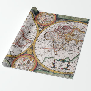 Antike himmlische Weltkarte mit Zodiak-Diagrammen Geschenkpapier