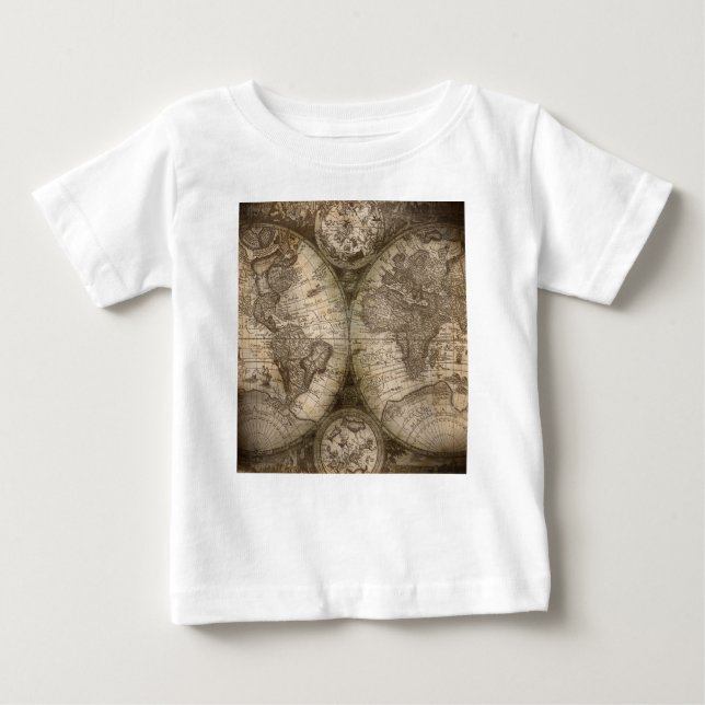 Antike historische Atlaskarte Kontinente Baby T-shirt (Vorderseite)