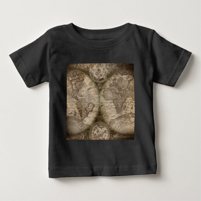 Antike historische Atlaskarte Kontinente Baby T-shirt (Vorderseite)