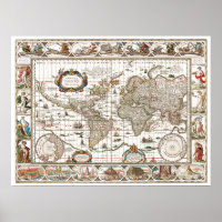 Antike historische Atlaskarte Kontinente